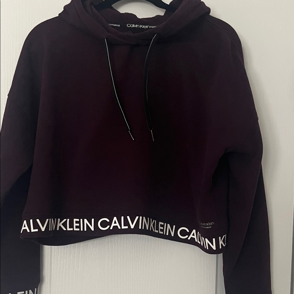 Calvin Klein Women's Dark Purple Cropped Sweatshirt